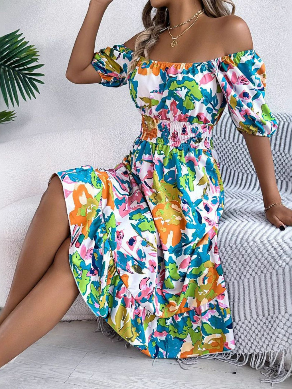 Casual Boho Gradient Dress Flowing Silhouette Lightweight - Green