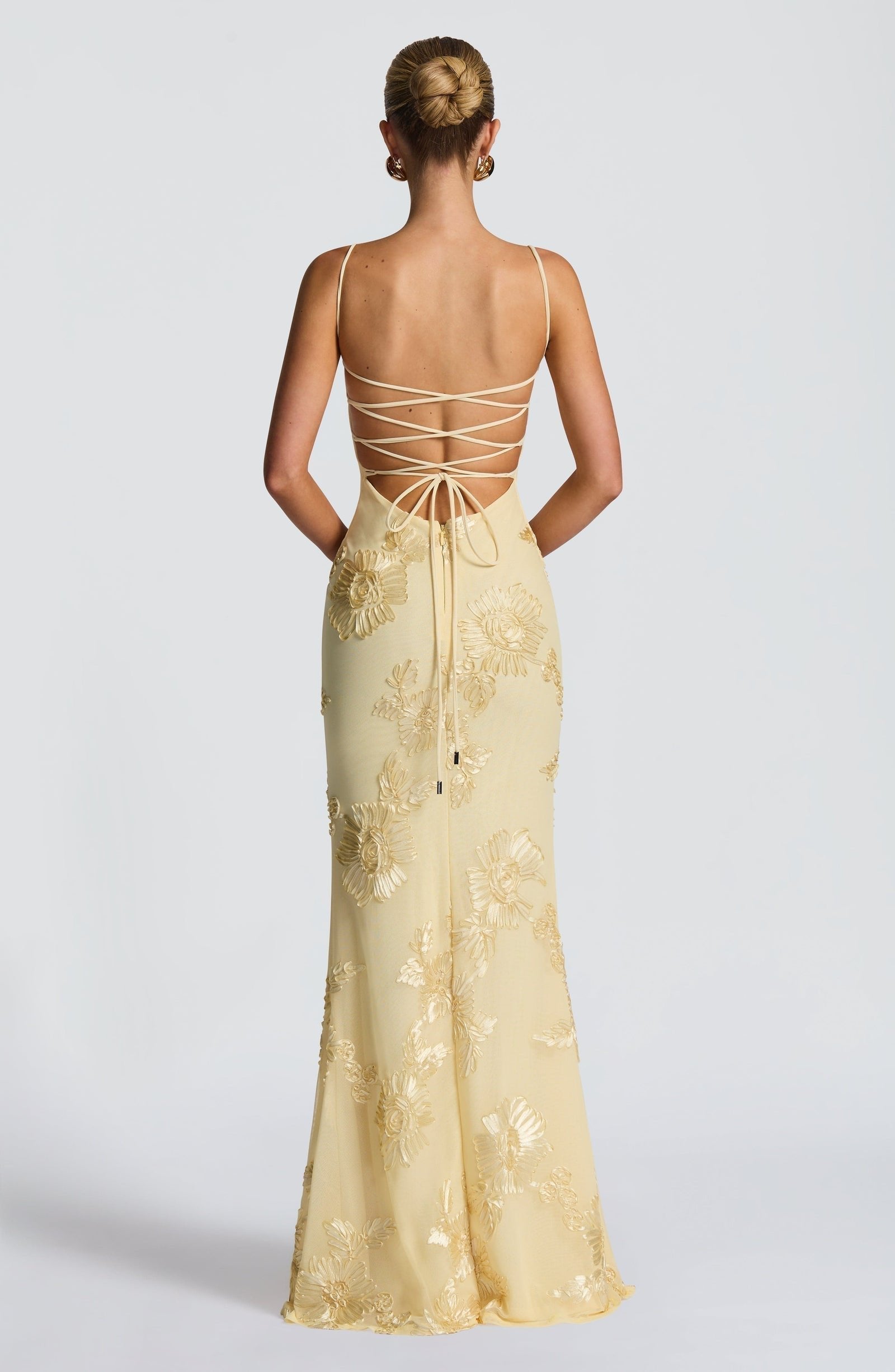 Floral Spaghetti Strap Maxi Dress Corset Bodice Wedding Guest