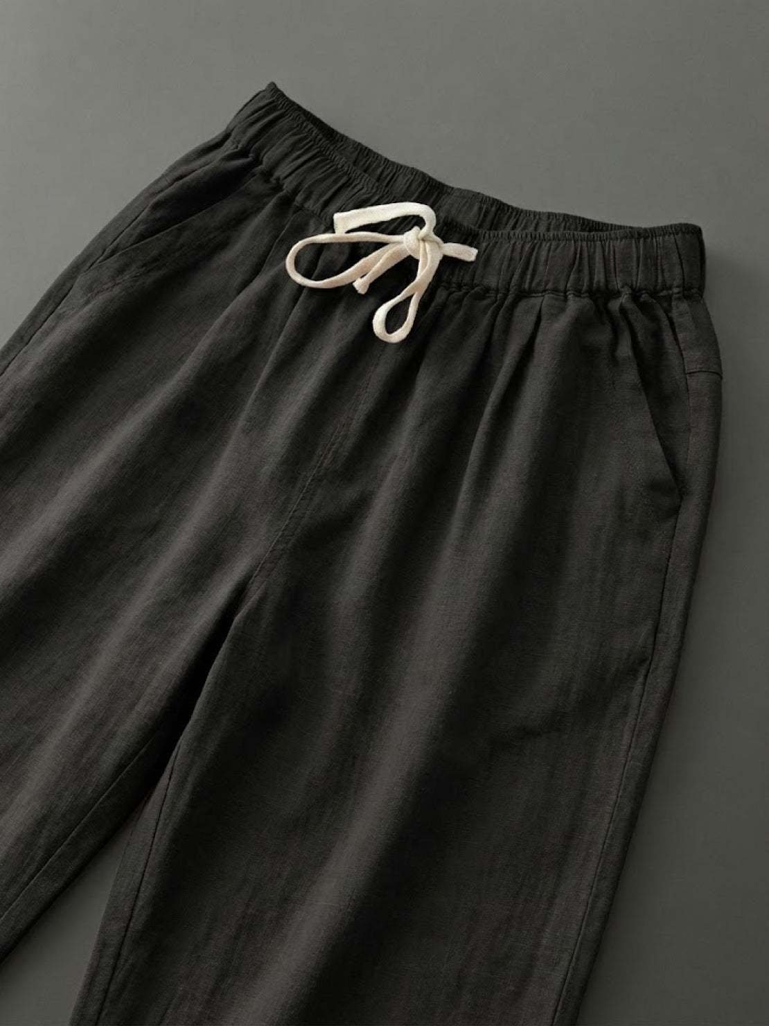 Linen Drawstring Pants Women's Straight Leg Casual