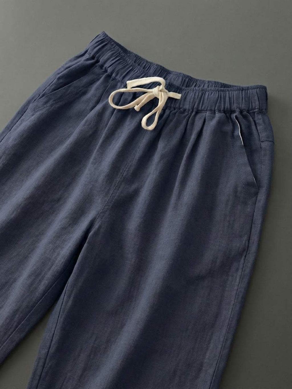 Linen Drawstring Pants Women's Straight Leg Casual