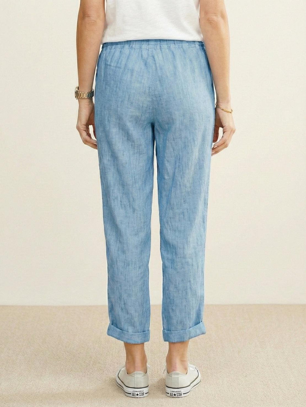 Linen Drawstring Pants Women's Straight Leg Casual
