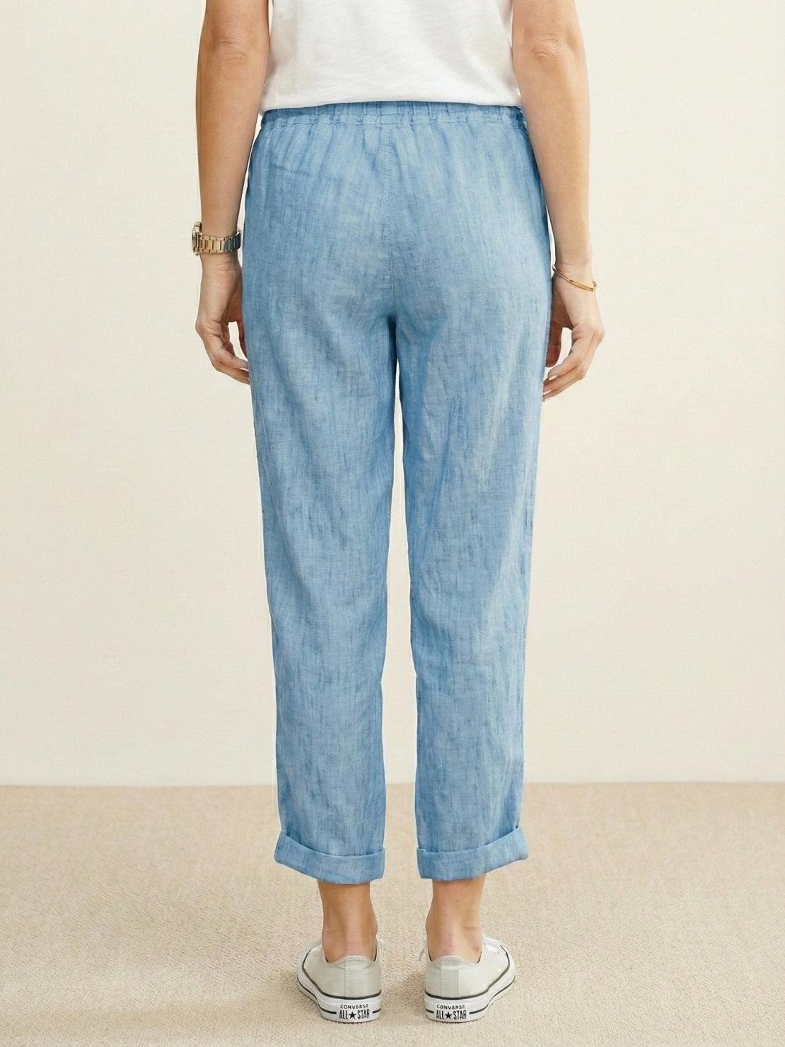 Linen Drawstring Pants Women's Straight Leg Casual