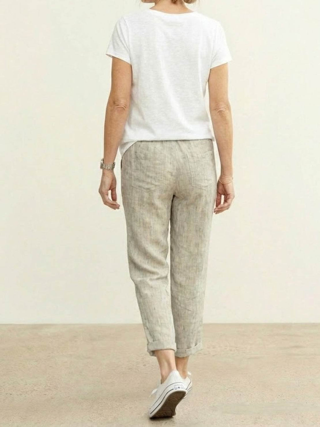 Linen Drawstring Pants Women's Straight Leg Casual