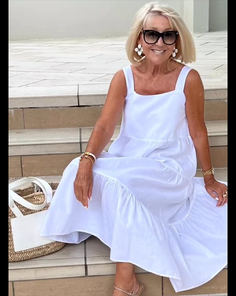 Linen Sleeveless Tiered Maxi Dress Boho Summer Casual