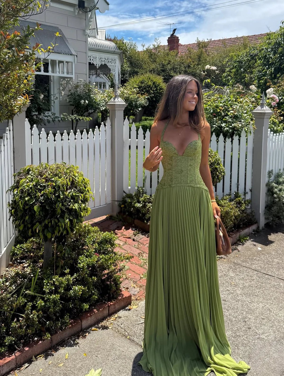 Maxi Dress Halter Corset Pleated Wedding Guest