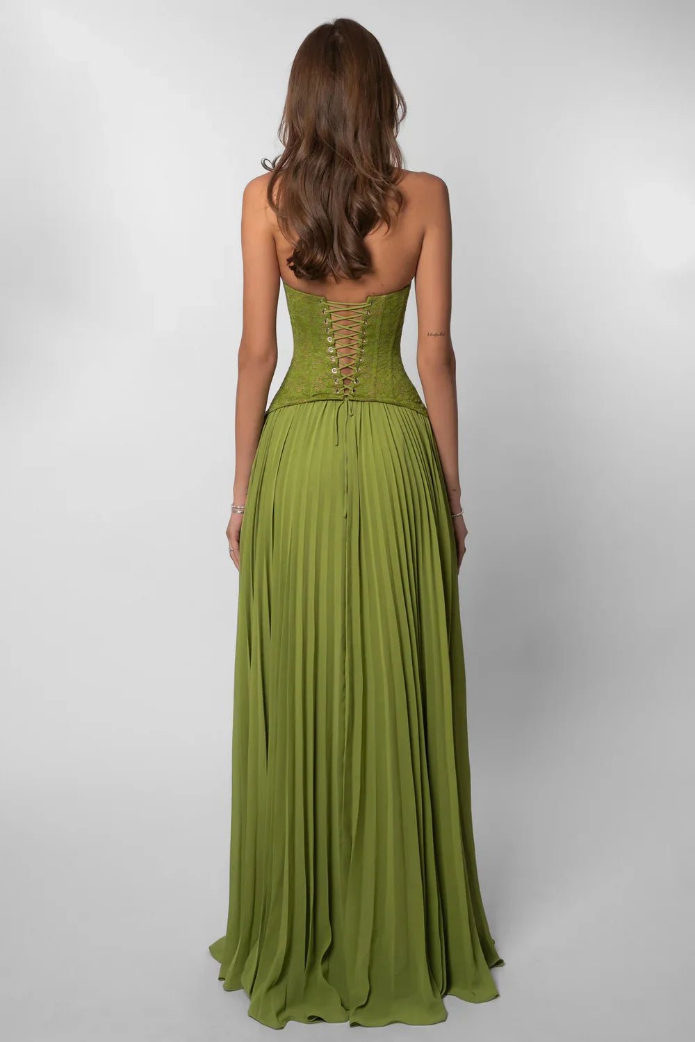 Maxi Dress Halter Corset Pleated Wedding Guest