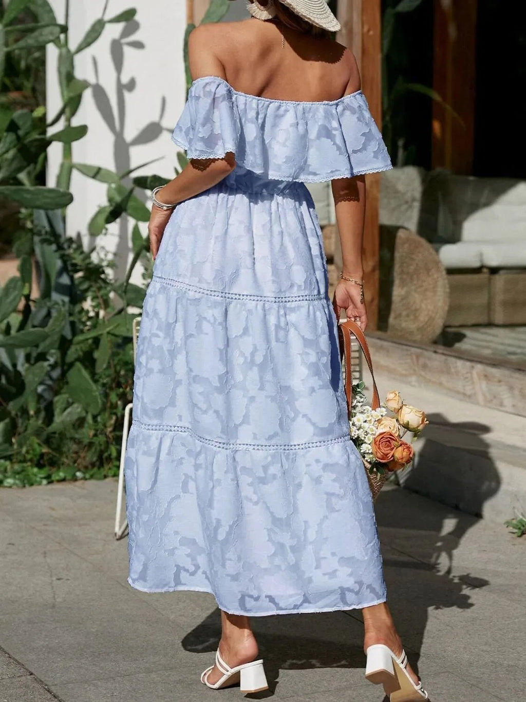 Maxi Dress Off Shoulder Tiered Ruffle Summer