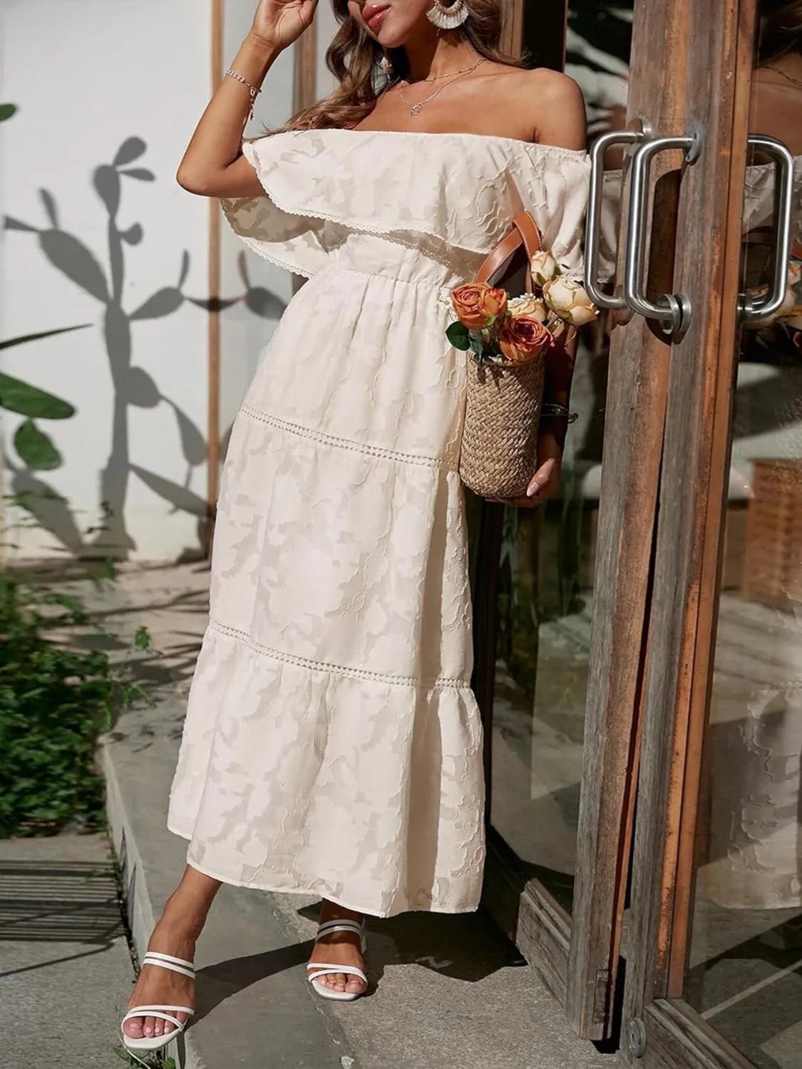 Maxi Dress Off Shoulder Tiered Ruffle Summer