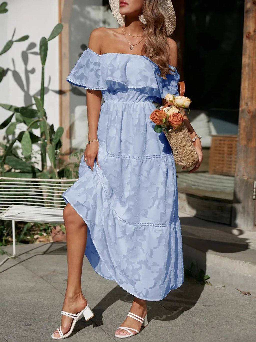 Maxi Dress Off Shoulder Tiered Ruffle Summer