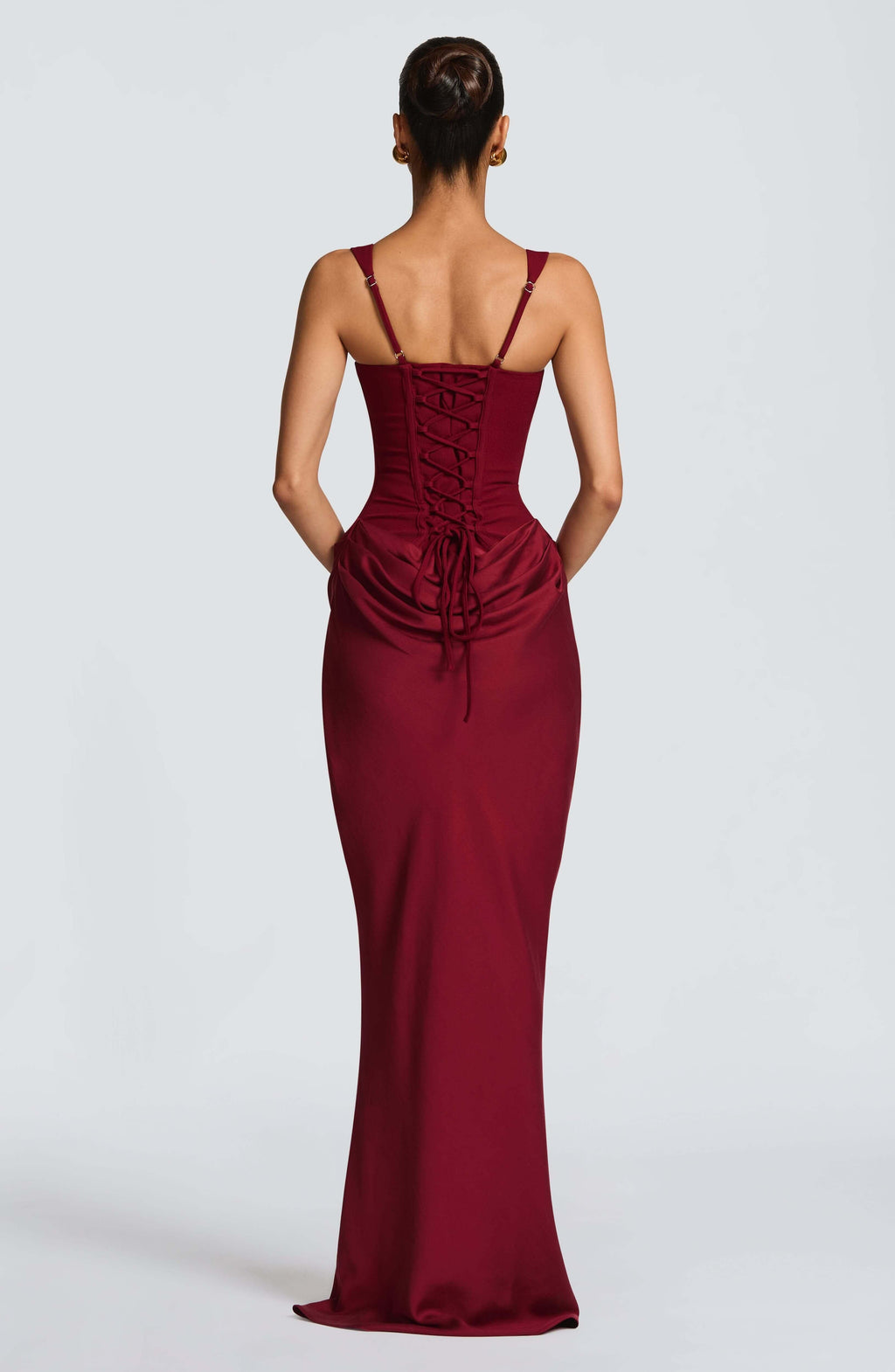Maxi Dress Square Neckline Corset Back Lace-Up Wedding Guest