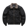 Men's Bomber Jacket Sherpa Collar Zip Front Black - Black