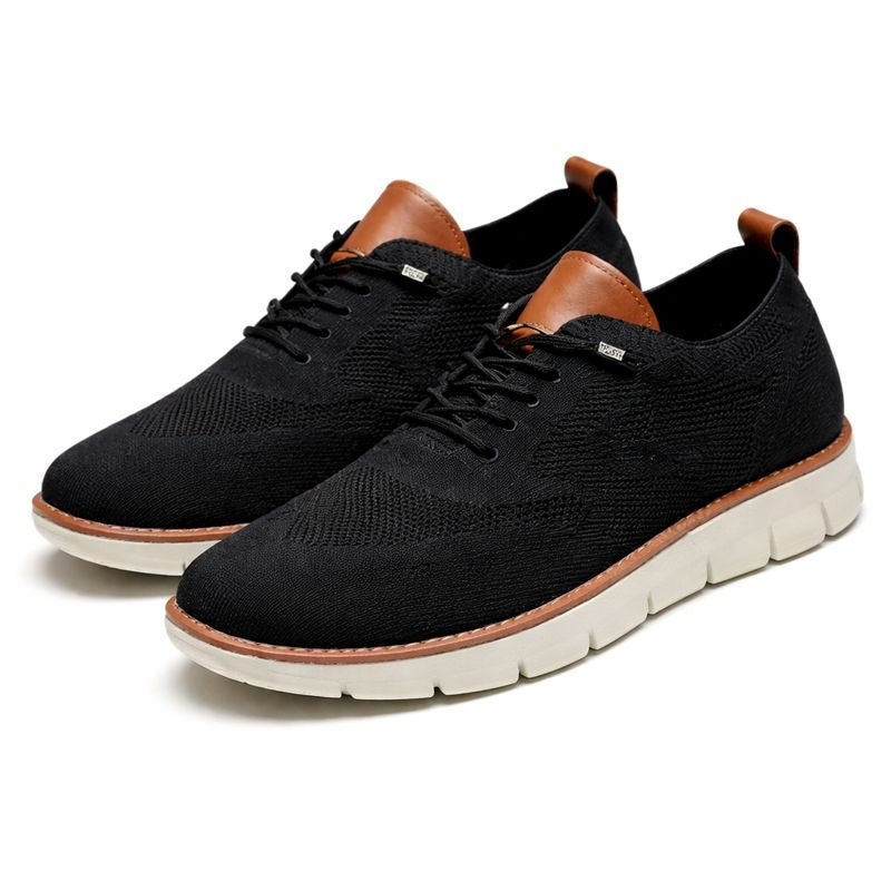 Men's Breathable Mesh Casual Lace-Up Sneakers - Negro