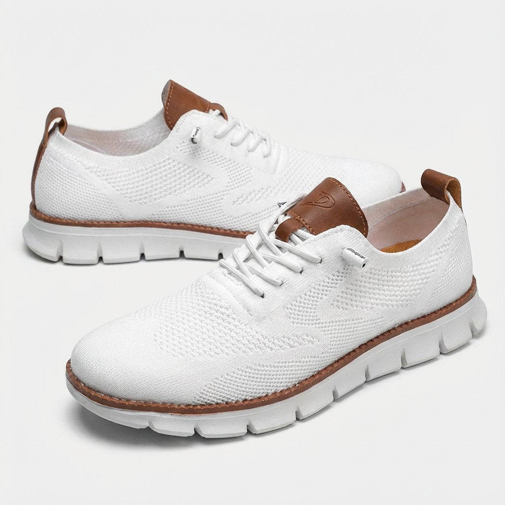 Men's Breathable Mesh Casual Lace-Up Sneakers - Blanco