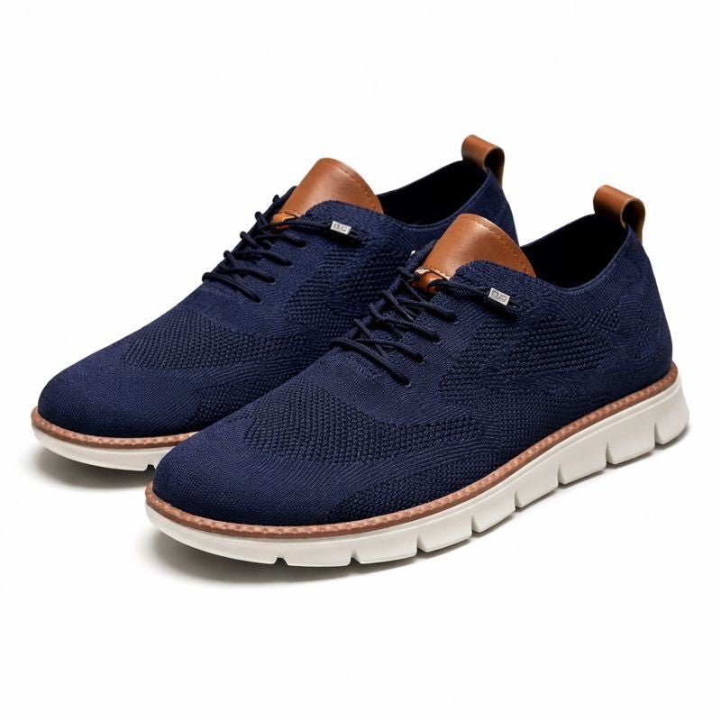 Men's Breathable Mesh Casual Lace-Up Sneakers - Azul marino