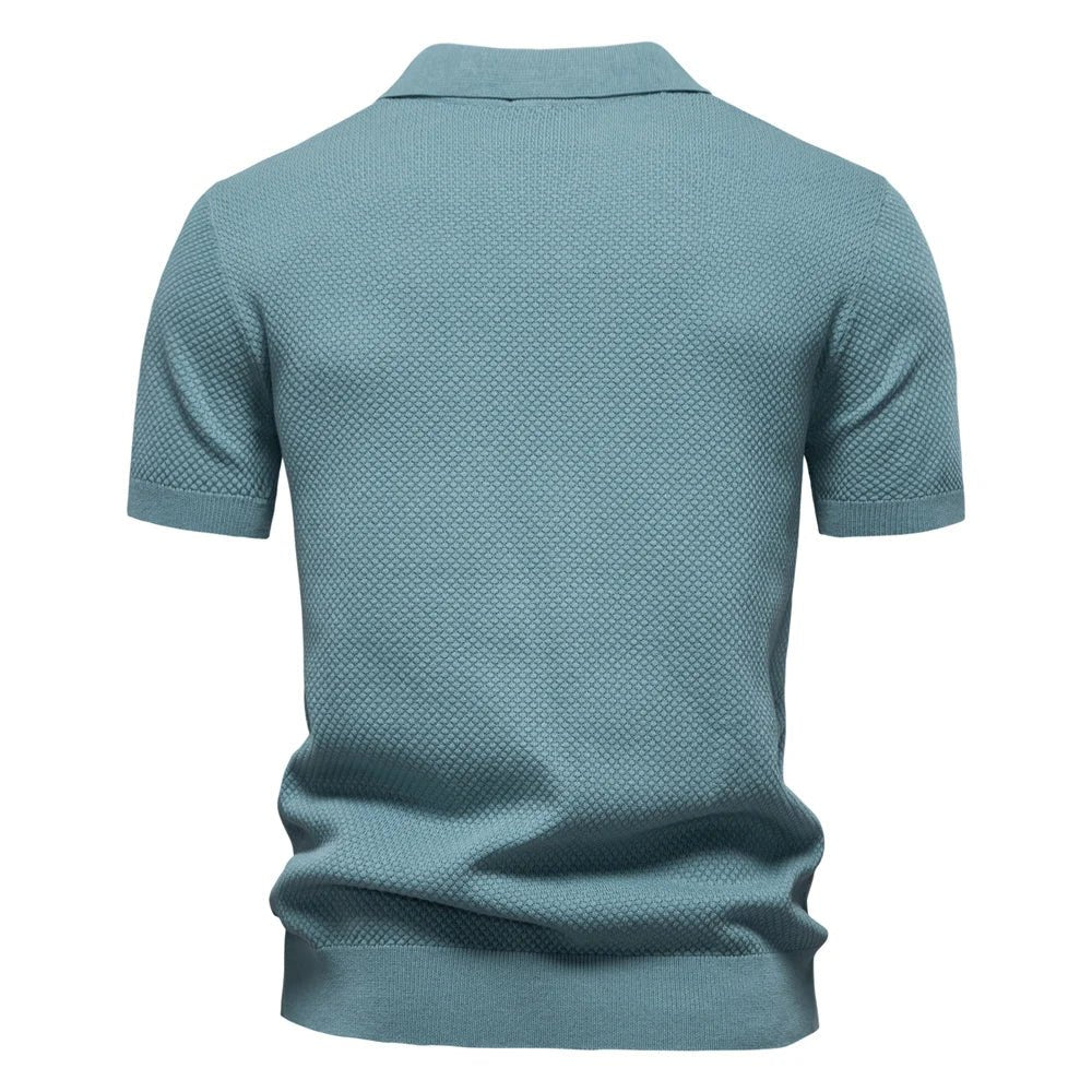 Men's Buttonless Polo Shirt Short Sleeve Textured Knit