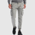 Men's Cargo Jogger Pants Slim Fit Utility Pockets Ribbed Cuffs - Gray