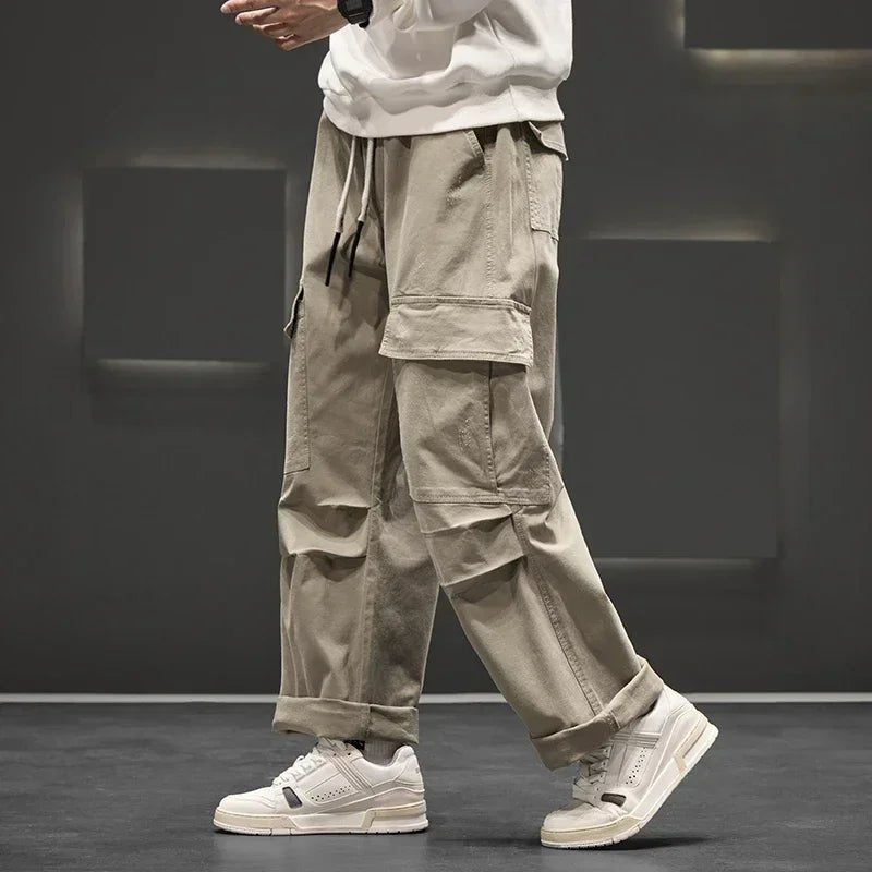 Men's Cargo Pants Multiple Pockets Straight Leg Utility - Beige