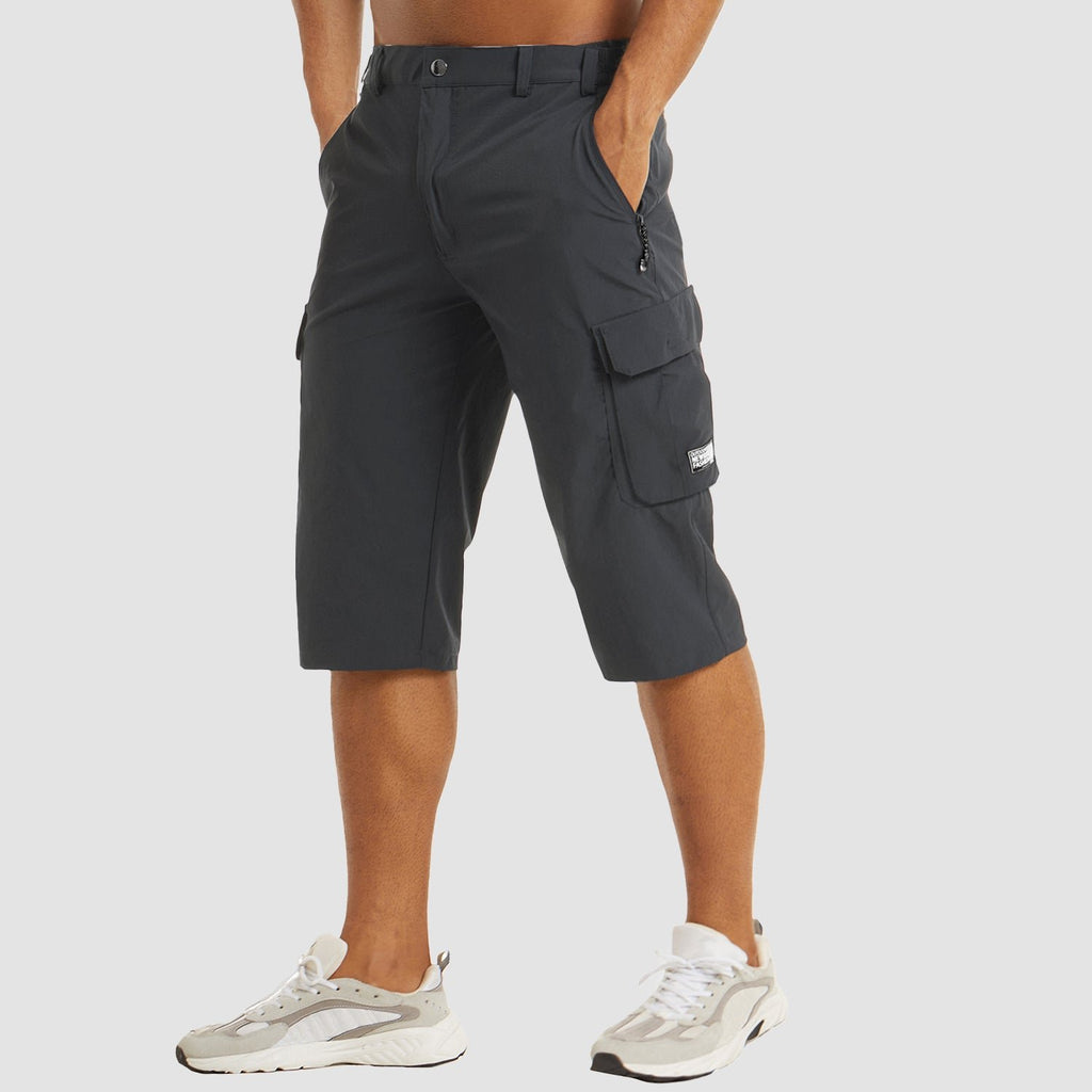 Men's Cargo Shorts Knee Length with Multiple Pockets - Dark Gray