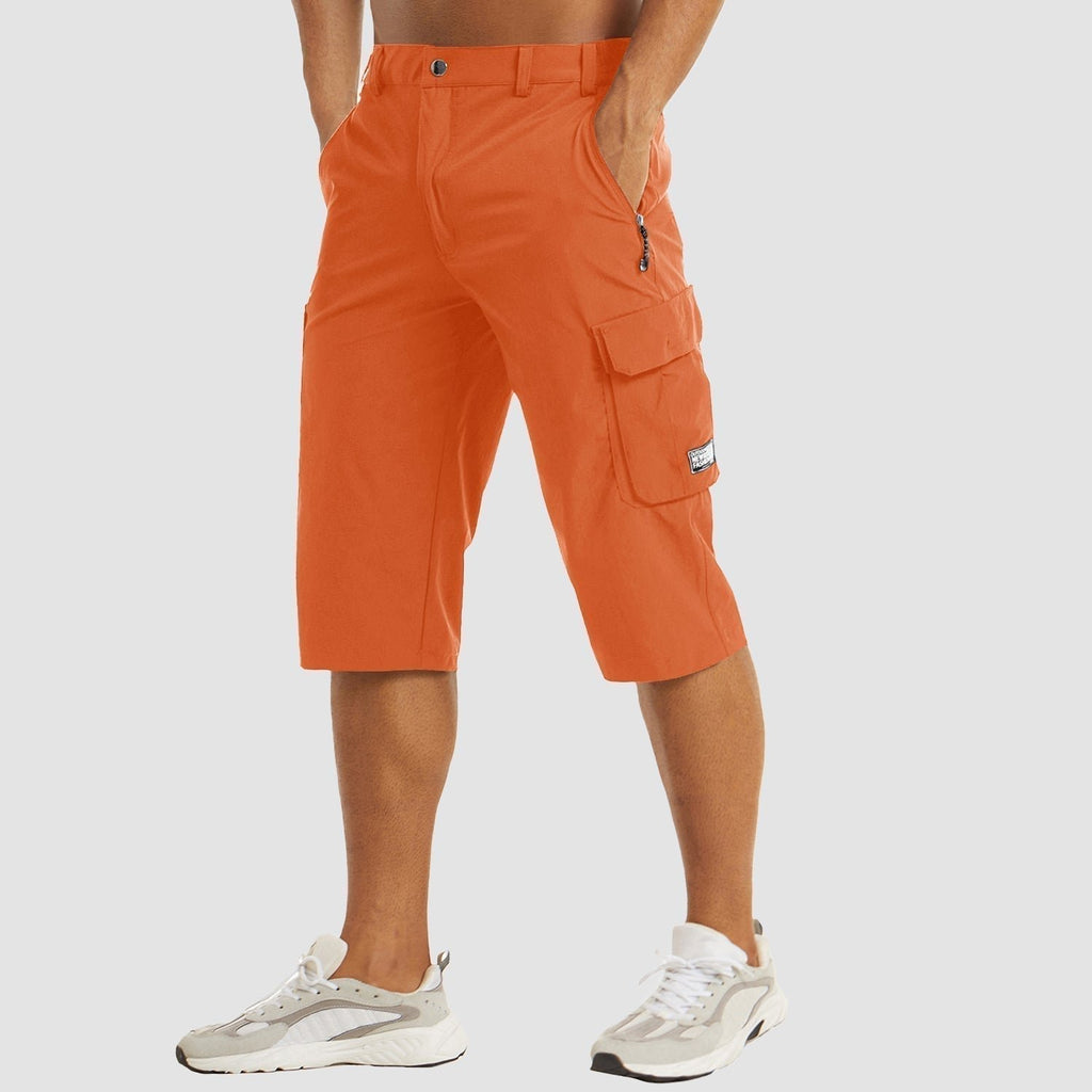 Men's Cargo Shorts Knee Length with Multiple Pockets - Orange