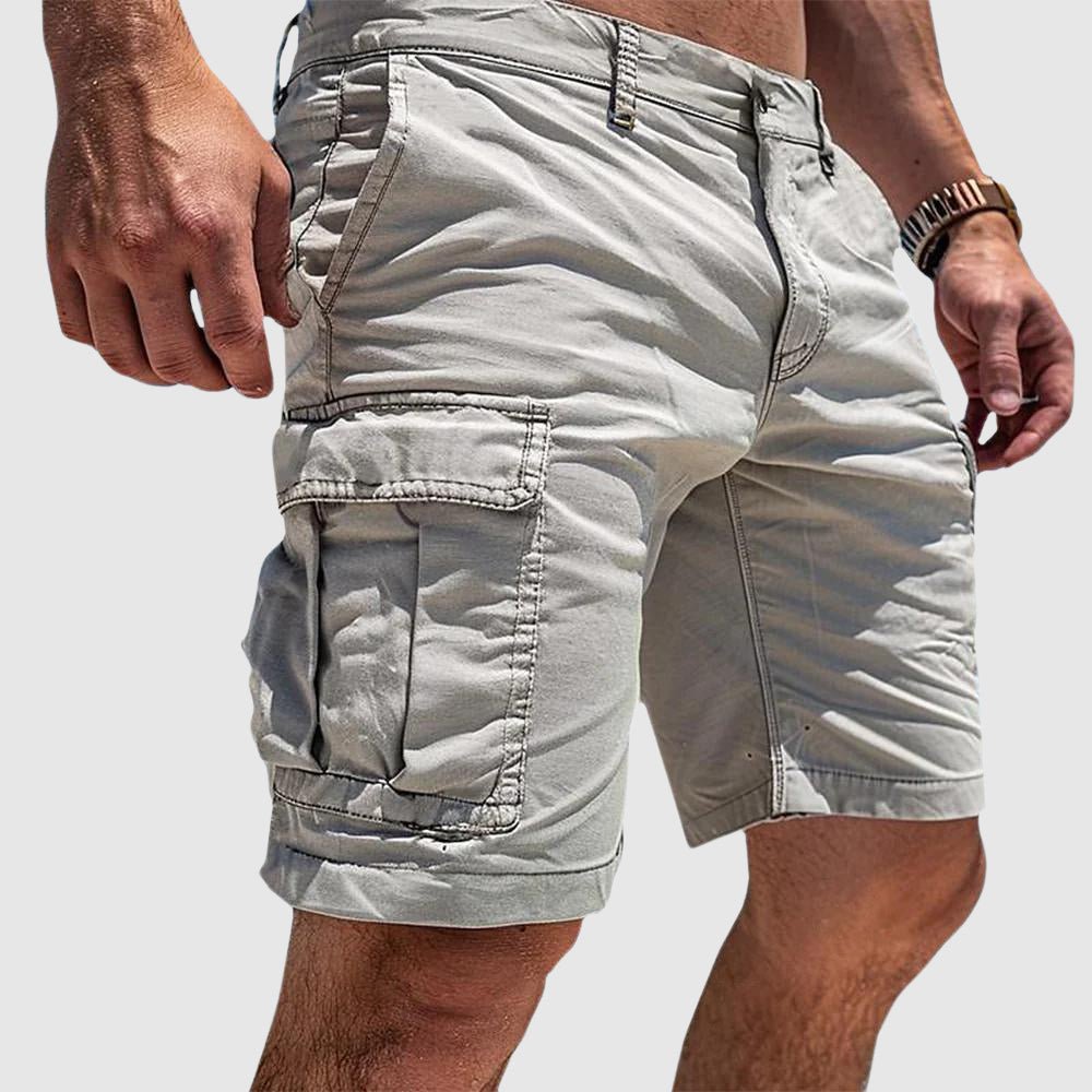 Men's Cargo Shorts Side Pockets Knee Length Cotton Casual - White