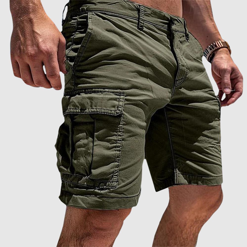 Men's Cargo Shorts Side Pockets Knee Length Cotton Casual - Green