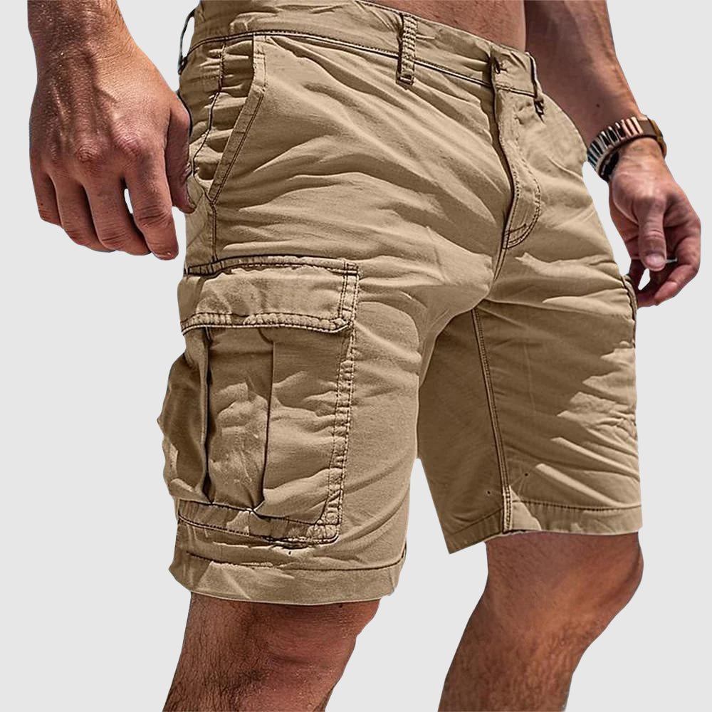 Men's Cargo Shorts Side Pockets Knee Length Cotton Casual - Beige