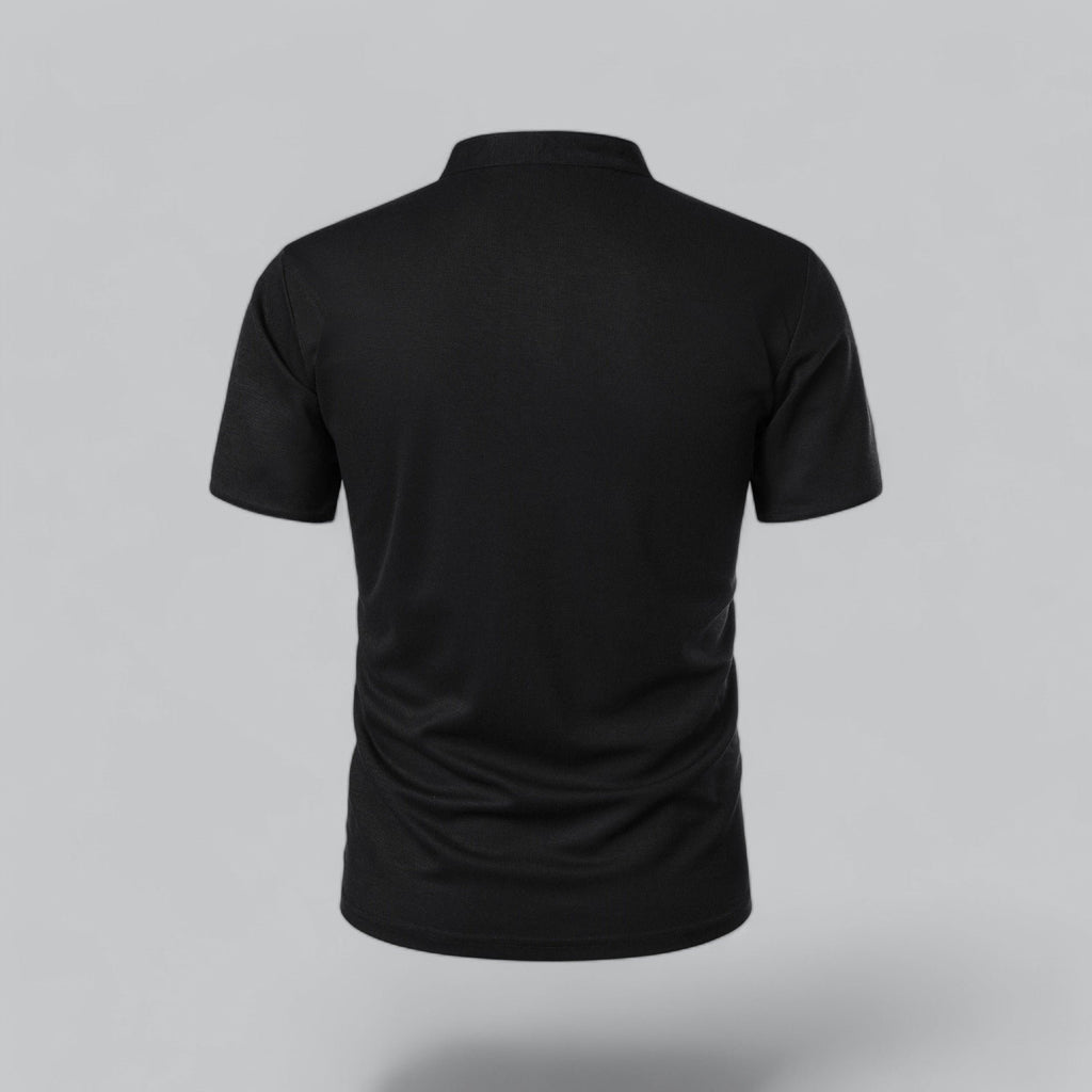 Men's Cotton Mandarin Collar Short-Sleeve Polo Shirt