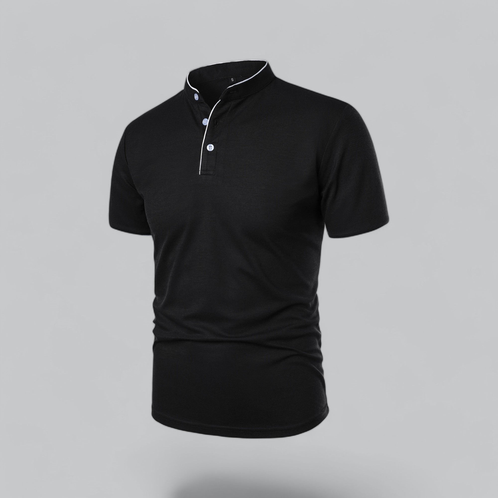 Men's Cotton Mandarin Collar Short-Sleeve Polo Shirt