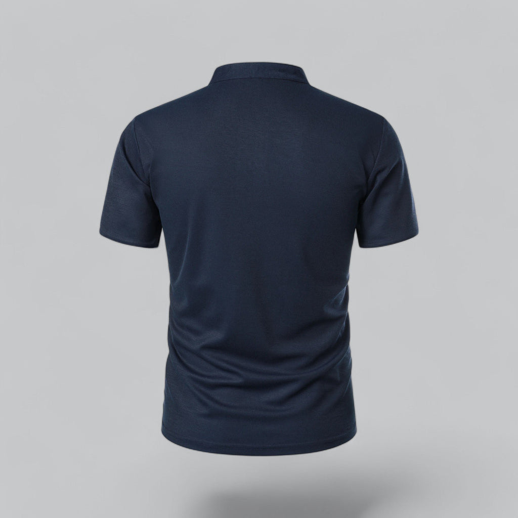 Men's Cotton Mandarin Collar Short-Sleeve Polo Shirt