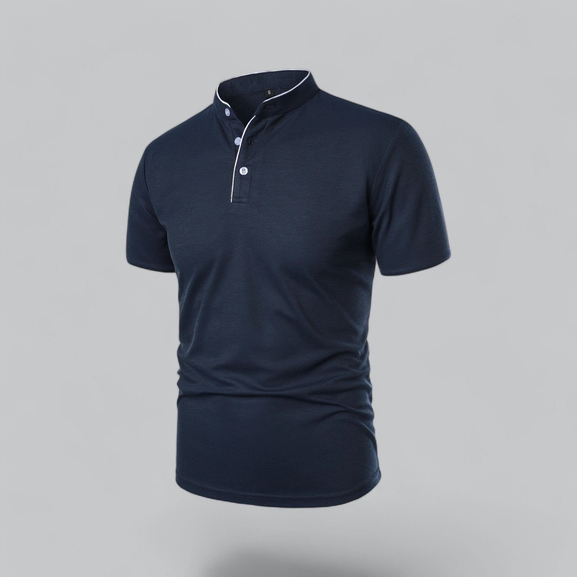 Men's Cotton Mandarin Collar Short-Sleeve Polo Shirt