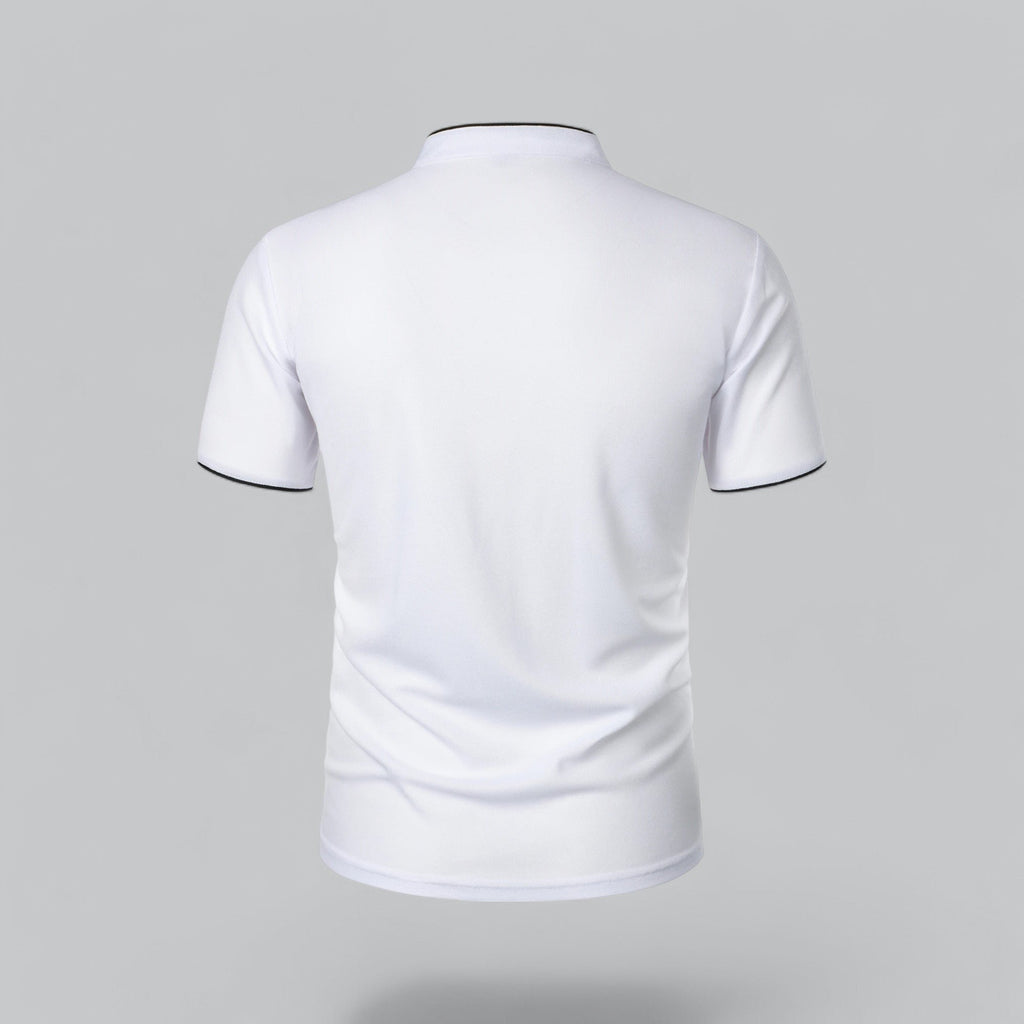Men's Cotton Mandarin Collar Short-Sleeve Polo Shirt
