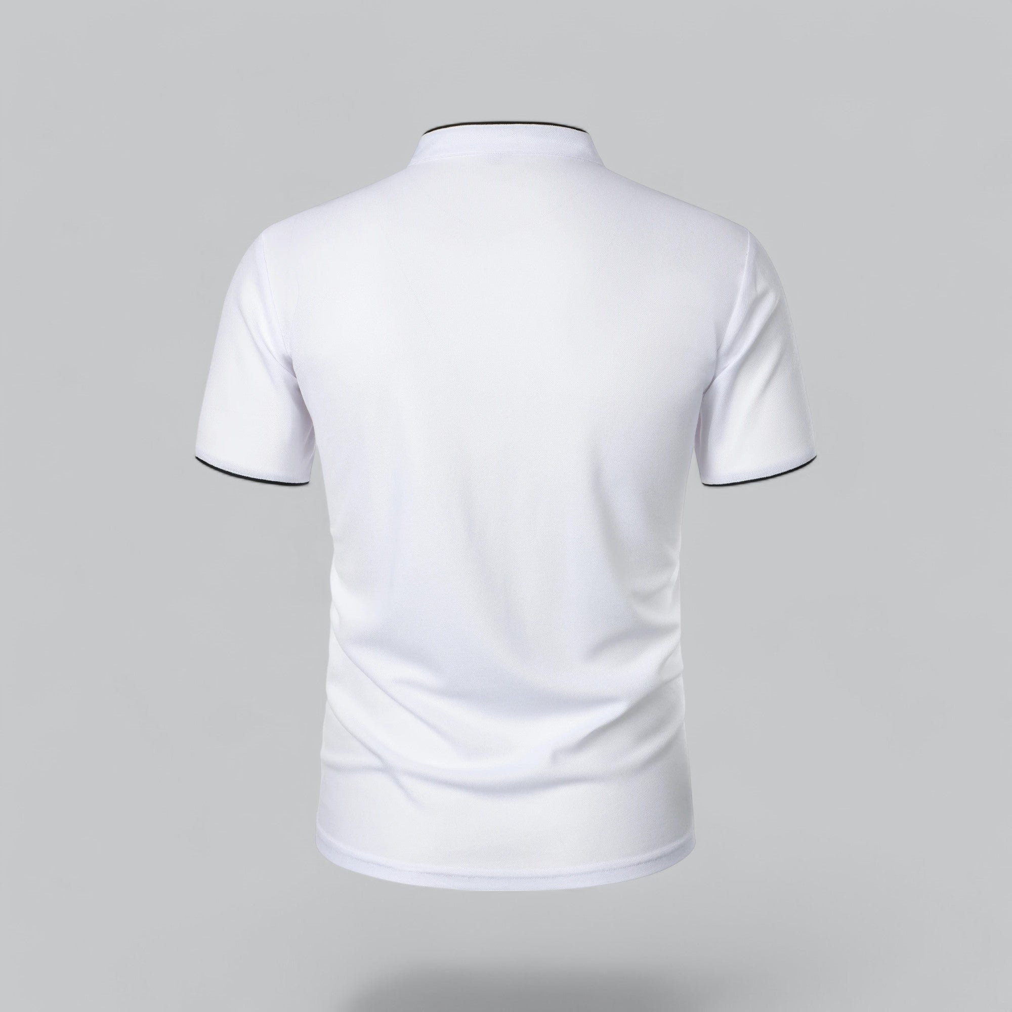 Men's Cotton Mandarin Collar Short-Sleeve Polo Shirt
