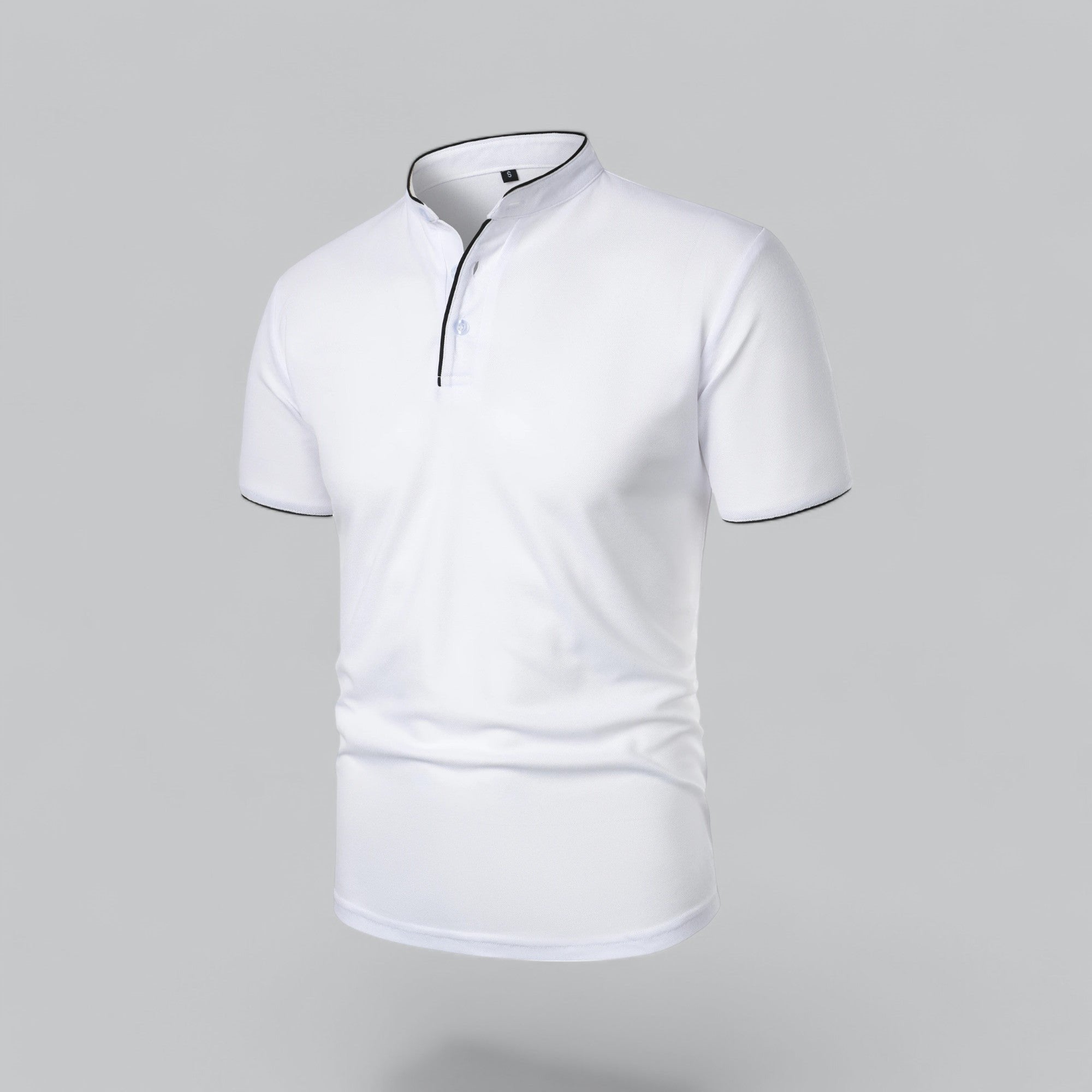 Men's Cotton Mandarin Collar Short-Sleeve Polo Shirt