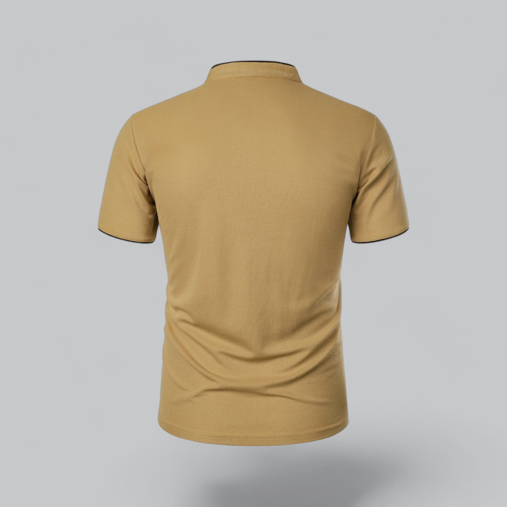 Men's Cotton Mandarin Collar Short-Sleeve Polo Shirt
