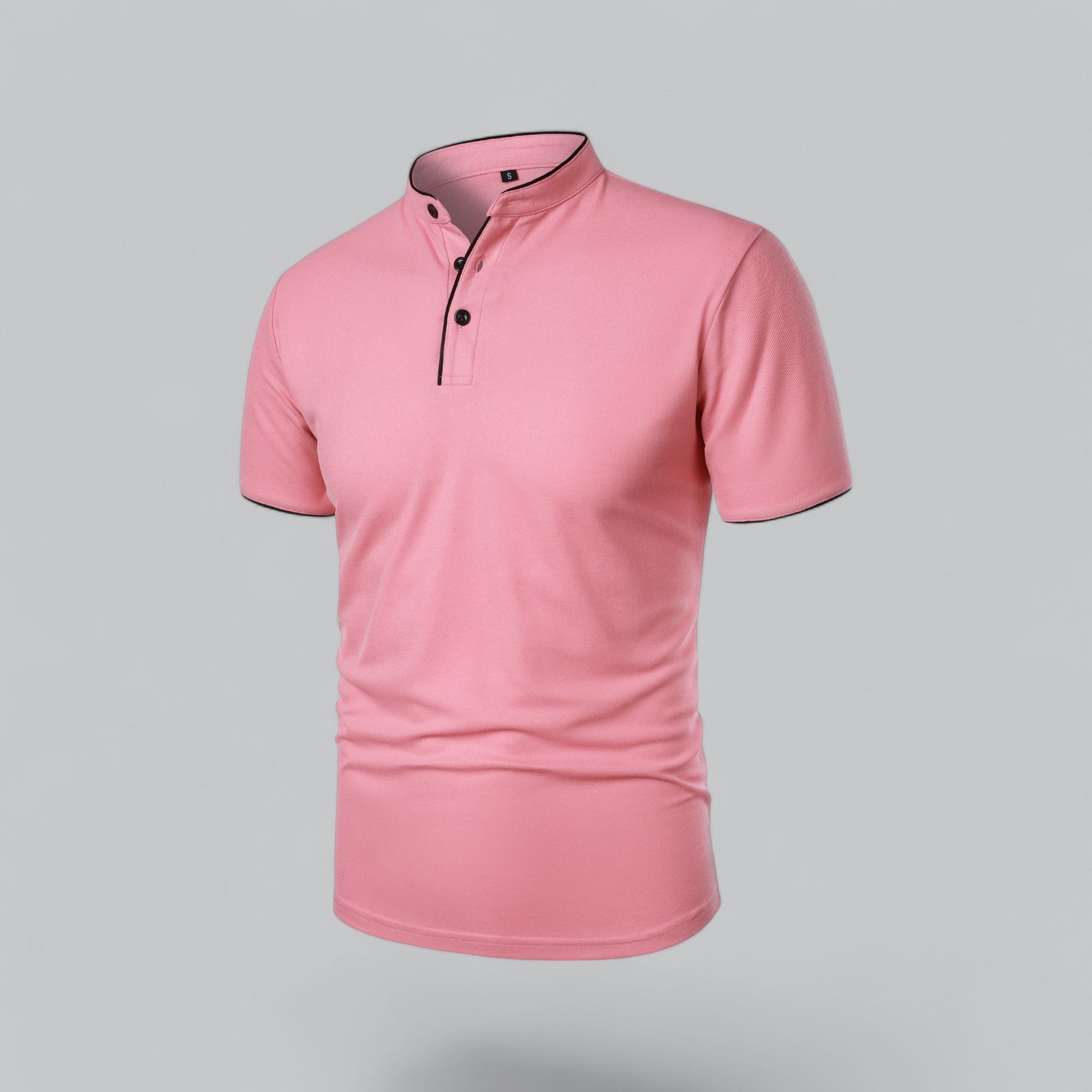 Men's Cotton Mandarin Collar Short-Sleeve Polo Shirt