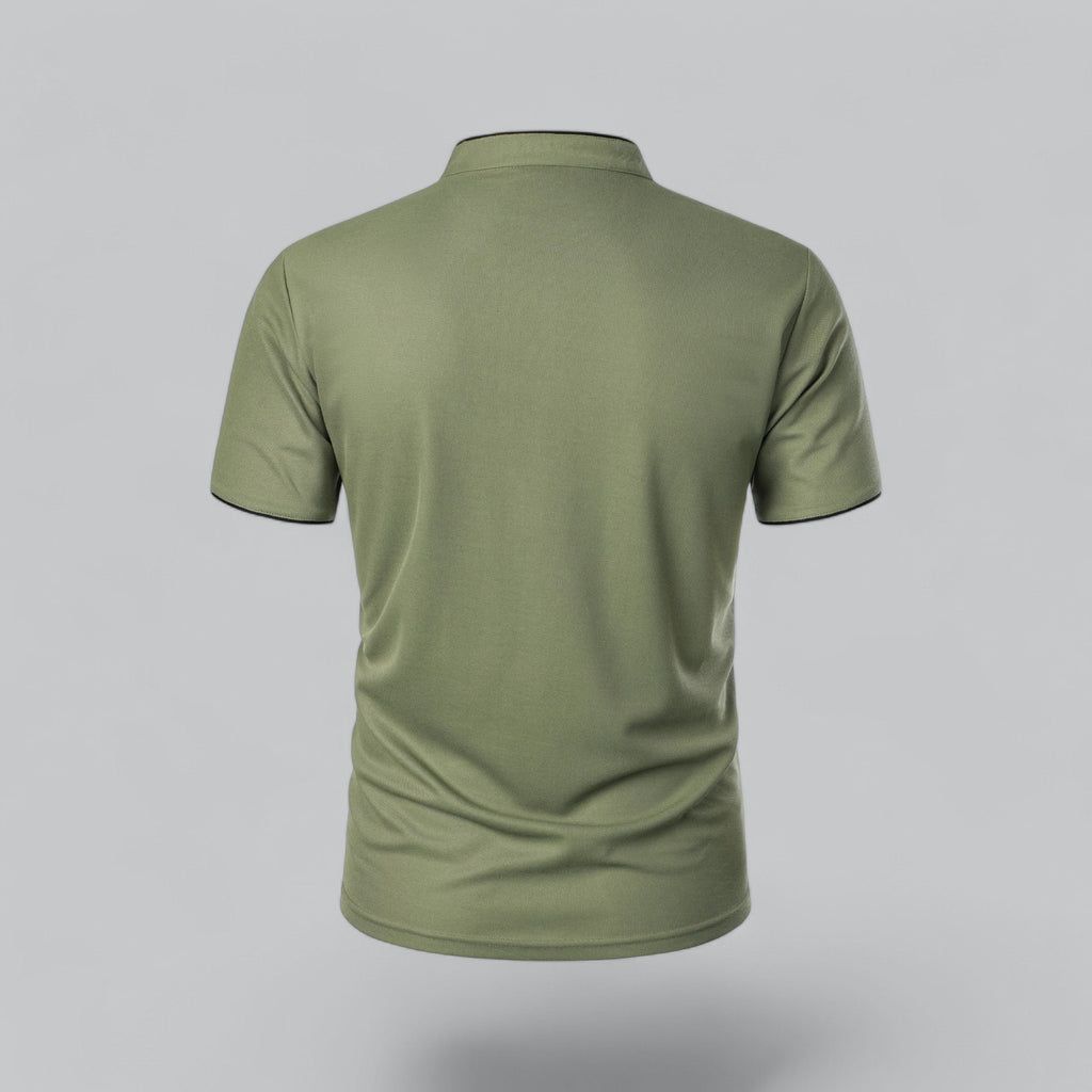 Men's Cotton Mandarin Collar Short-Sleeve Polo Shirt