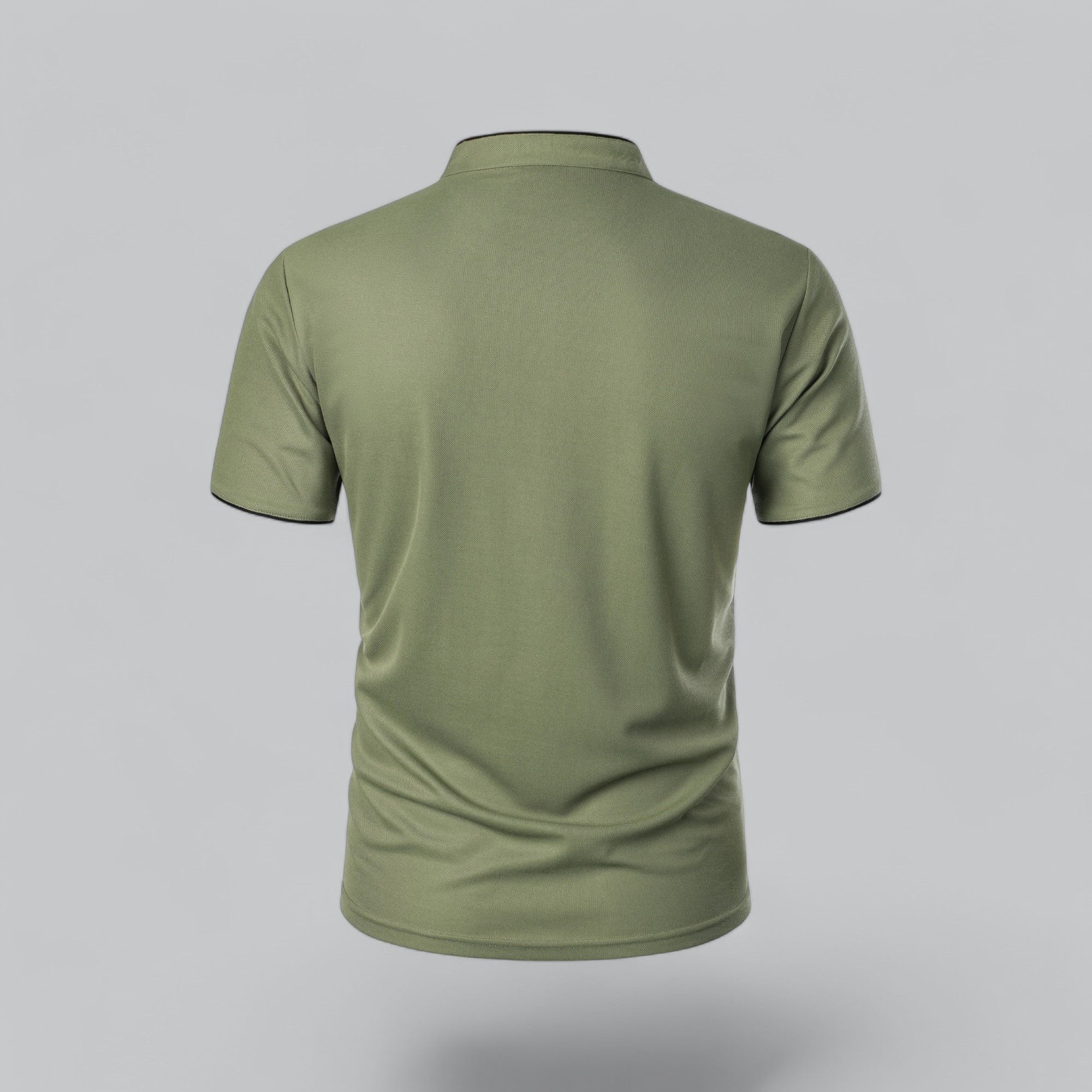 Men's Cotton Mandarin Collar Short-Sleeve Polo Shirt