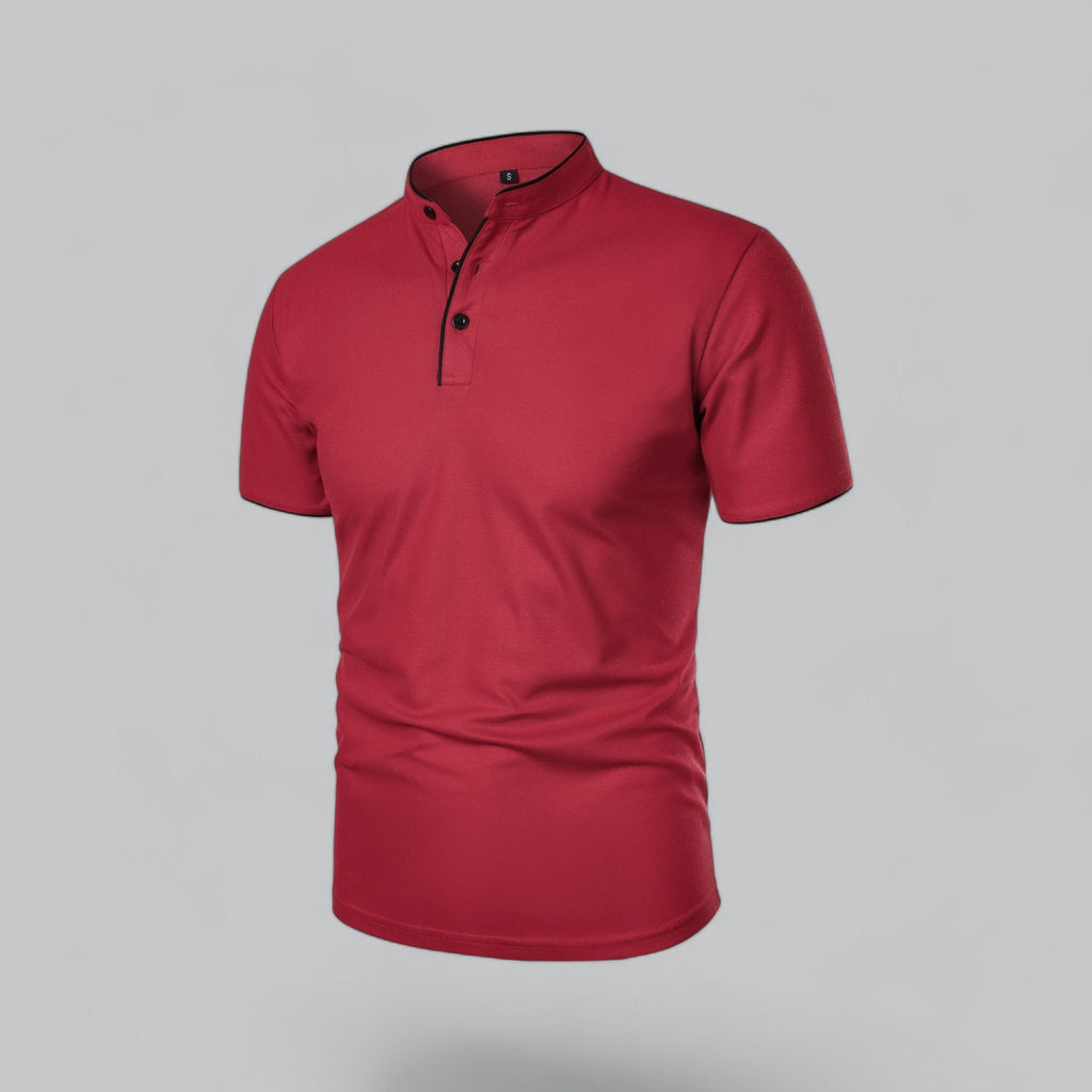Men's Cotton Mandarin Collar Short-Sleeve Polo Shirt