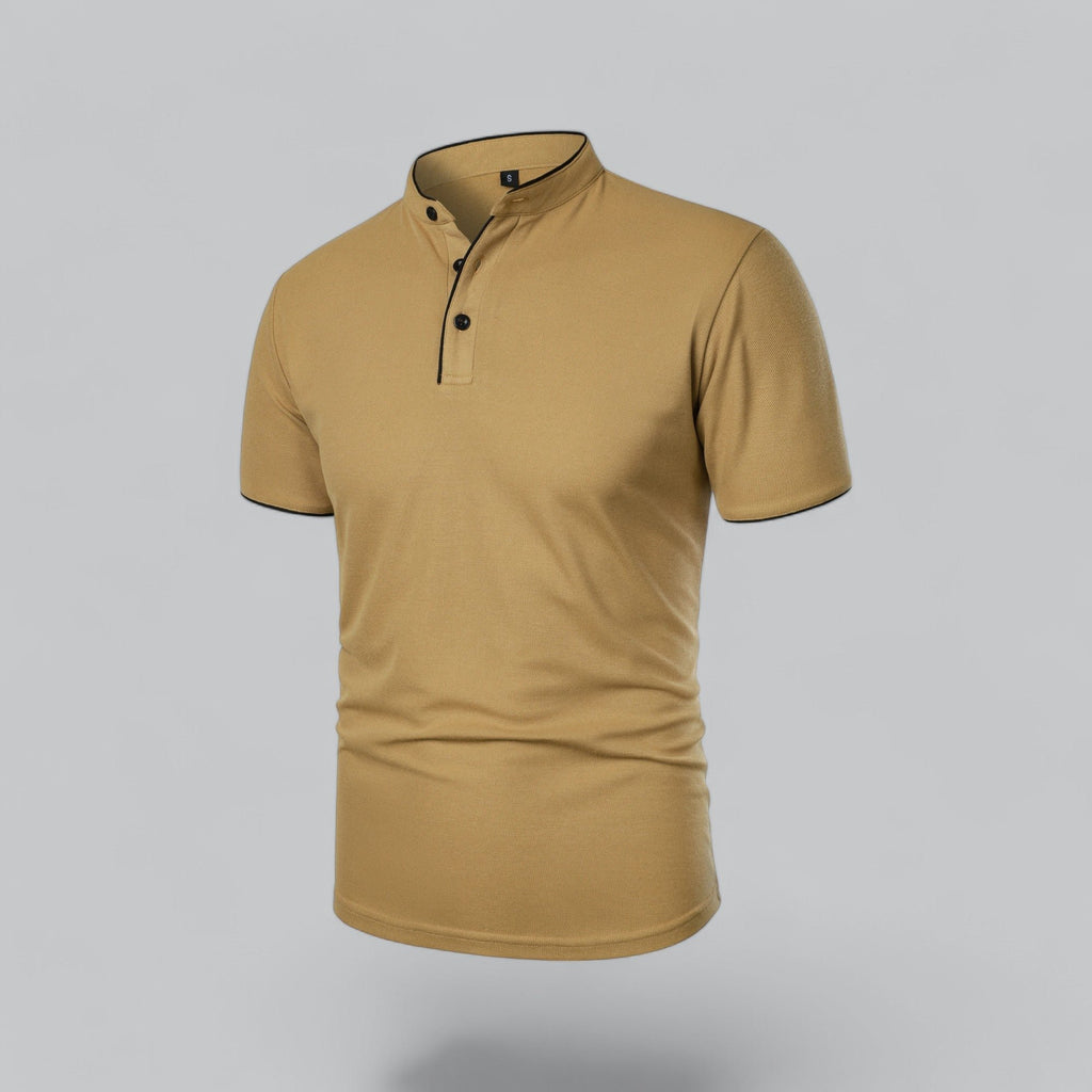 Men's Cotton Mandarin Collar Short-Sleeve Polo Shirt