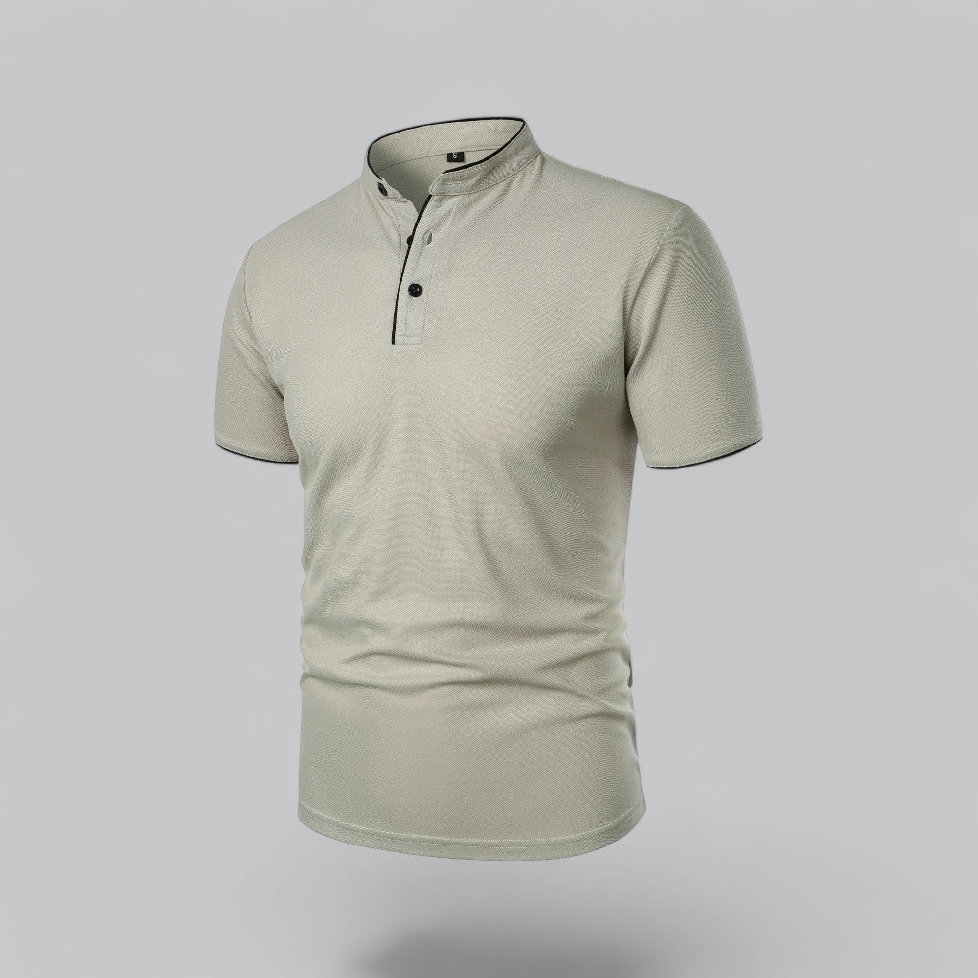 Men's Cotton Mandarin Collar Short-Sleeve Polo Shirt
