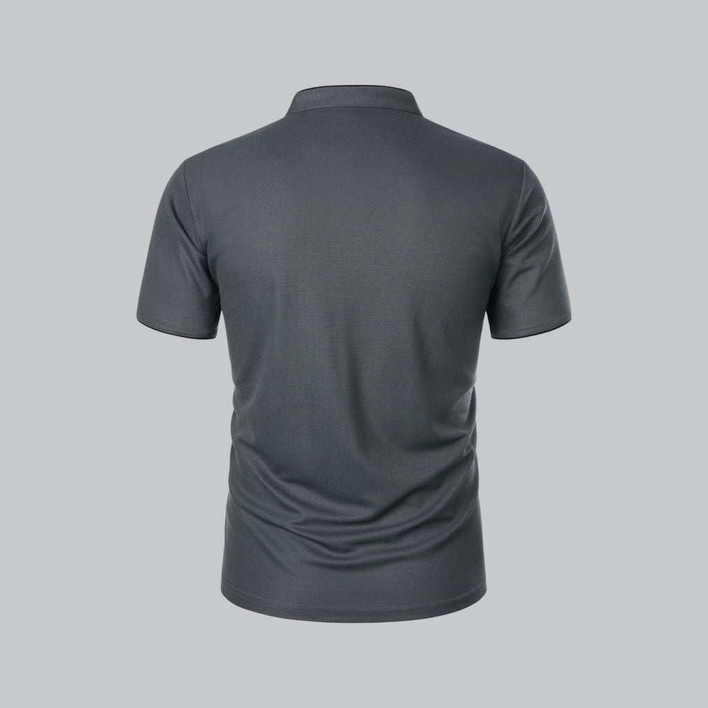 Men's Cotton Mandarin Collar Short-Sleeve Polo Shirt