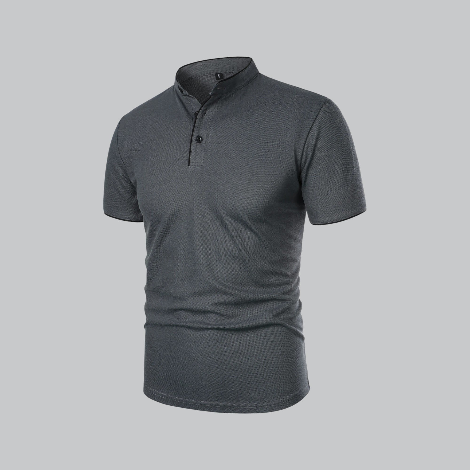 Men's Cotton Mandarin Collar Short-Sleeve Polo Shirt