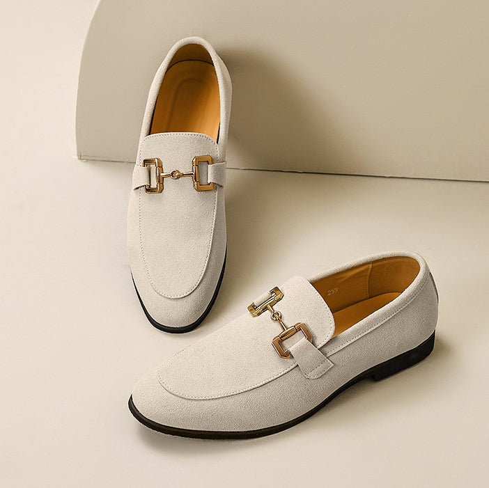 Men's Horsebit Loafers Slip-On Leather Dress Shoes - Beige