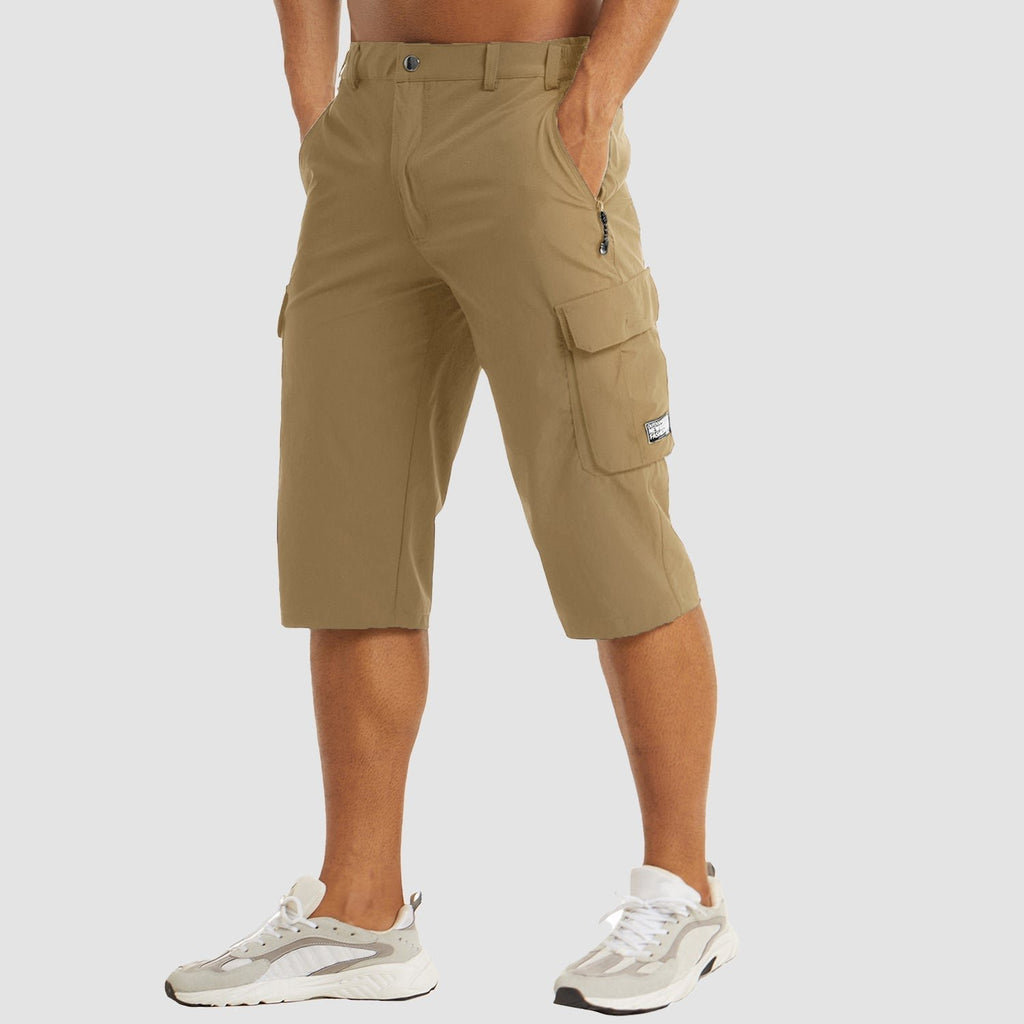 Men's Knee-Length Button-Front Cargo Shorts - Khaki
