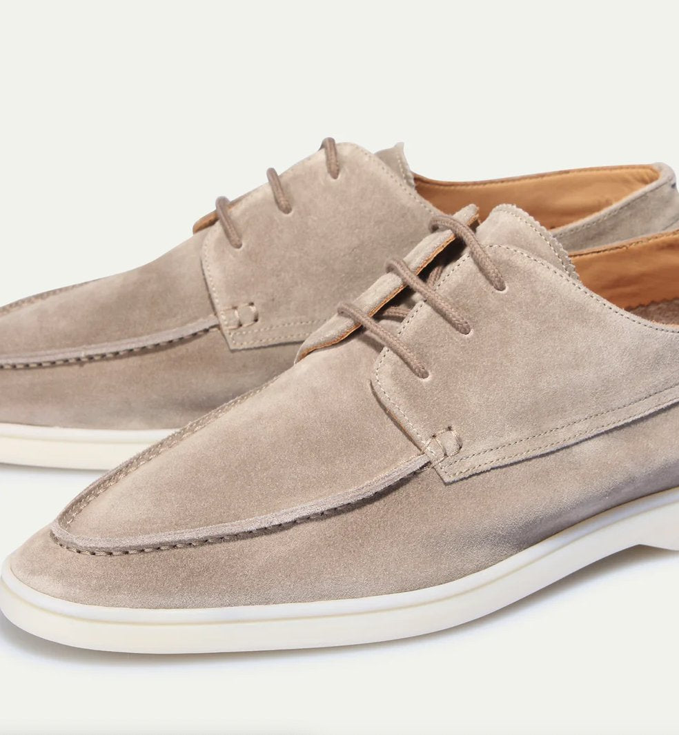 Men's Lace-Up Loafers Moc-Toe Suede Casual