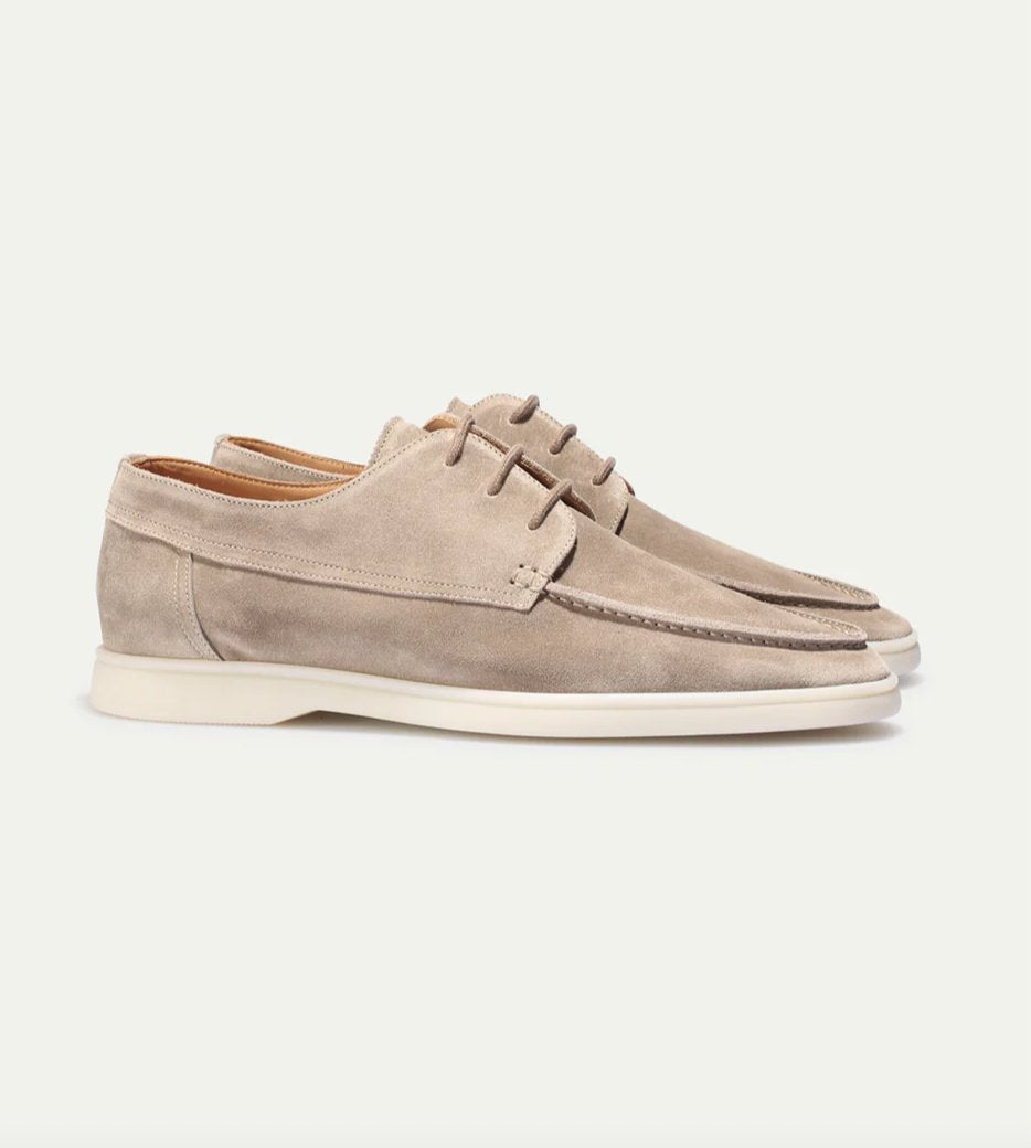 Men's Lace-Up Loafers Moc-Toe Suede Casual