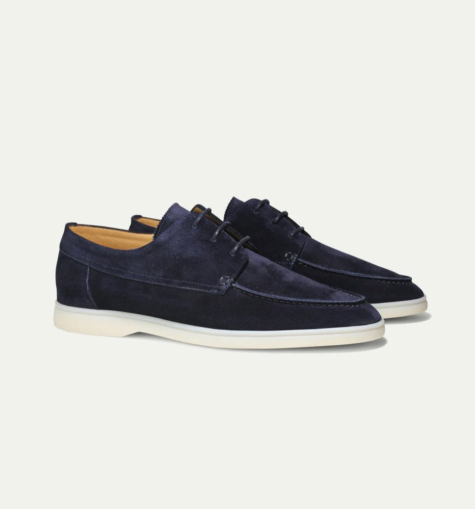 Men's Lace-Up Loafers Moc-Toe Suede Casual