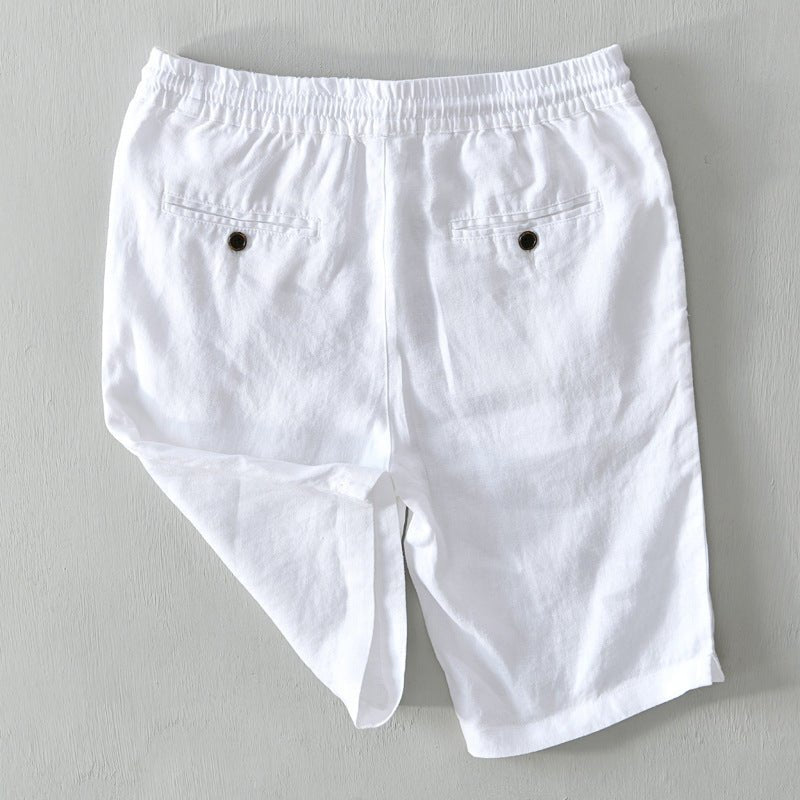 Men's Mid-Rise Relaxed-Fit Drawstring Linen Shorts