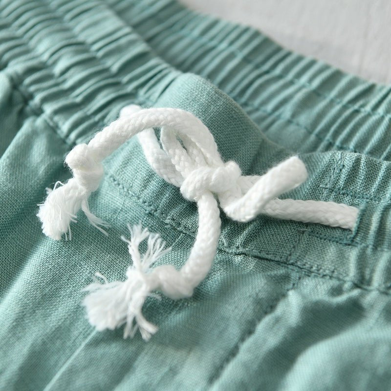 Men's Mid-Rise Relaxed-Fit Drawstring Linen Shorts