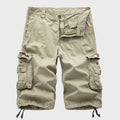 Men's Multi-Pocket Cotton Drawstring Cargo Shorts - Beige
